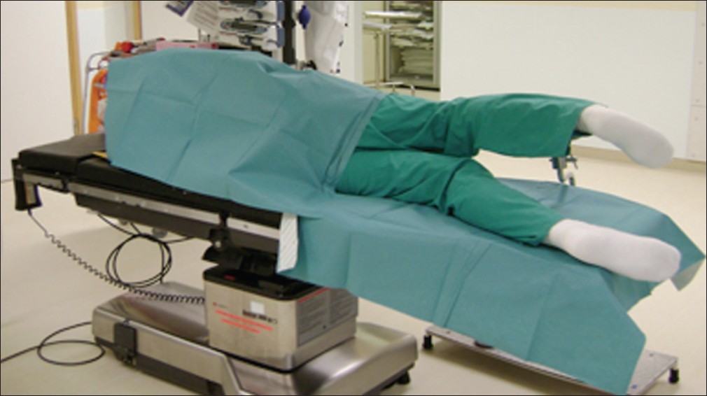 Figure 1: Patient positioning in the left lateral position (an actor was used in place of the patient in this picture)