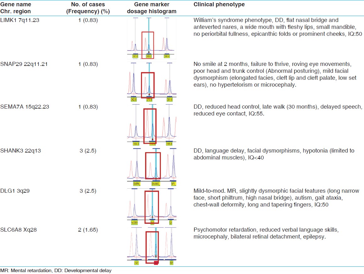 Table 4: Details of clinical phenotypes and MLPA analysis of eleven patients (9%) 
