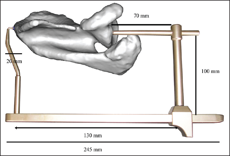 Figure 2: Dimensions of the glenoid aiming device
