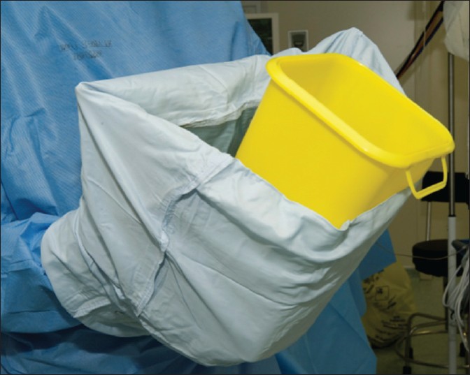 Figure 2: Sharps bin placed in sterile mayo cover