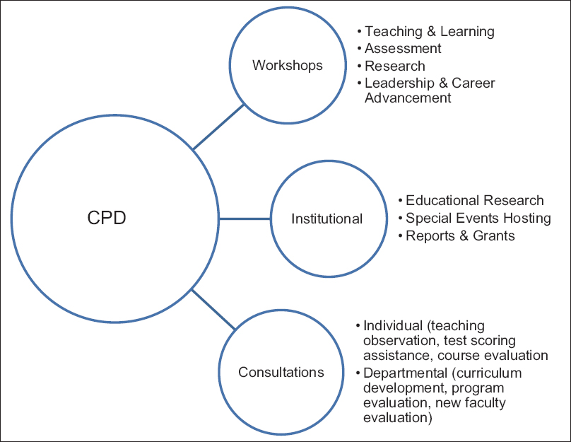 Figure 1: Centre for Professional Development domains of service and ancillary activities