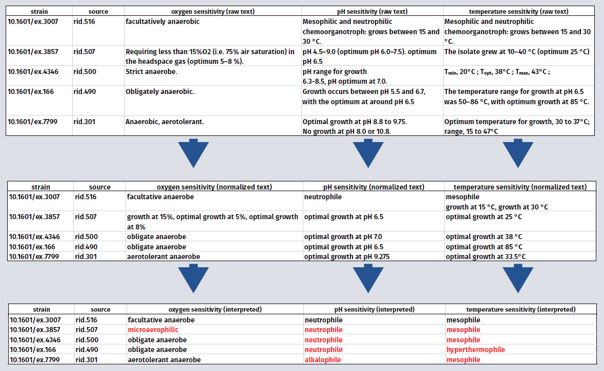 Using our curated taxonomy, prokaryotic type strain database, our corpus of taxonomic literature and our phenotypic thesaurus, we applied a novel software method to normalizing raw text into ontology-based phenotypic assertions. A reasoner to infers phenotype based on all available information available about a strain. Our method is able to use knowledge at appropriate levels of abstraction to correctly answer queries and produce new knowledge.